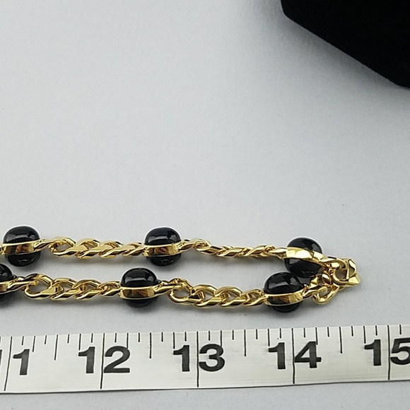 EUC Monet Large gold chain necklace black bead 14" - Picture 6 of 8